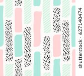 Seamless repeating pattern with brush strokes in pastel pink, mint green and dots texture on white background. Creative and modern tiling background, poster, textile, greeting card design.