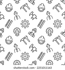 Seamless repeating pattern of builder and construction worker for web sites, wrapping, printing, postcards, web sites, apps