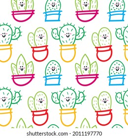 seamless repeating pattern with cactus