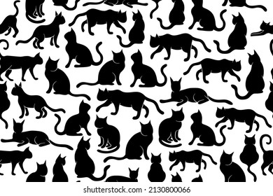 Seamless Repeating Pattern Cats Kittens Flat Stock Vector Royalty Free Shutterstock