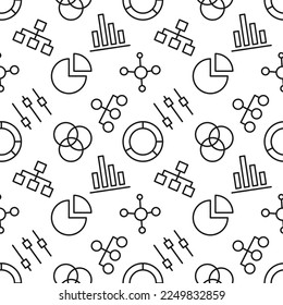 Seamless repeating pattern of charts and diagrams for web sites, wrapping, printing, postcards, web sites, apps
