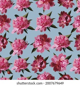 Seamless repeating pattern with chrysanthemum flwers on a rich blue background. Decorative print for walpaper, wrapping, textile, fabric, greetings.