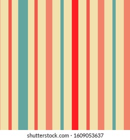 Seamless repeating pattern of classic pastel pinstripe design on a light sand yellow background - Vector. Suitable for use in fashion, textures, crafting, textiles, wallpaper, web design etc.