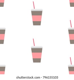 Seamless repeating Pattern with coffee cup on white background. Vector Illustration