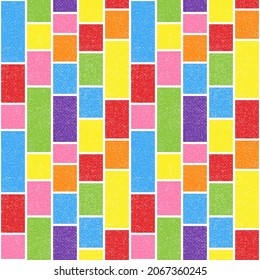 Seamless repeating pattern. Colorful building blocks with texture. 