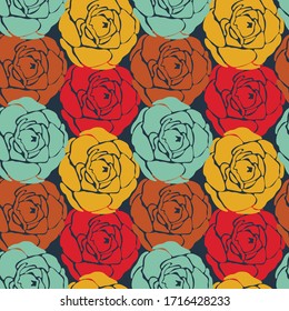 seamless repeating pattern with colorful roses