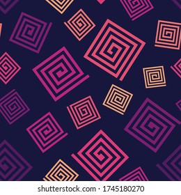Seamless repeating pattern of colorful square spirals
