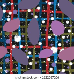 Seamless repeating pattern with cute geometric shapes and pastel blue stripes on lovely background. Abstract Style Design. Vector Illustration.
