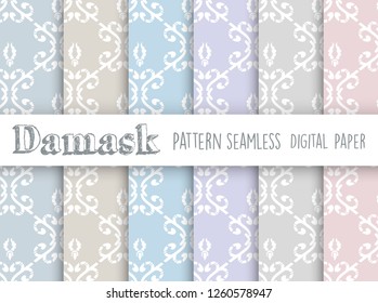 Seamless repeating pattern damask style background illustrations vector