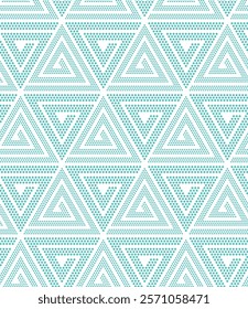 Seamless repeating pattern with a decorative composition of dotted spiral triangles on a white background. Modern style. Abstract geometric vector illustration.