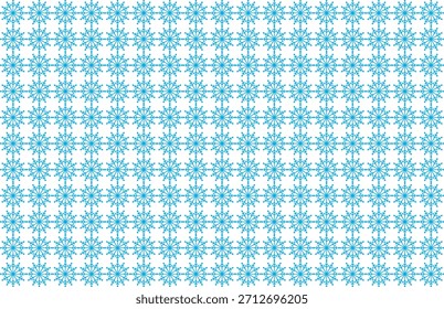 A seamless repeating pattern of detailed blue snowflakes on a clean white background, perfect for winter themes, Christmas designs, gift wrapping, and seasonal decorations.