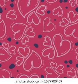 Seamless repeating pattern of different size hearts