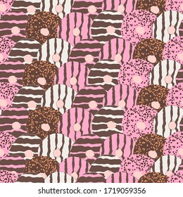 Seamless repeating pattern of donuts with frosting
