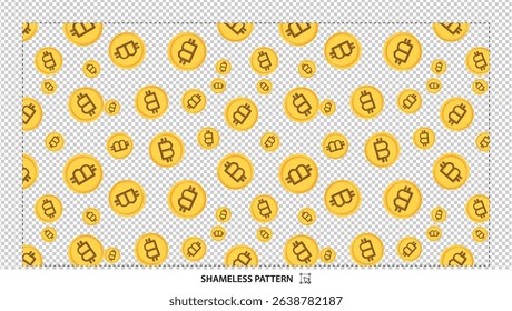 
Seamless repeating pattern of falling golden Bitcoin cryptocurrency coins on transparent background
