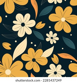 A seamless repeating pattern featuring beautiful flowers and foliage in moody, dark tones. Perfect for adding an elegant, sophisticated touch to any design project.