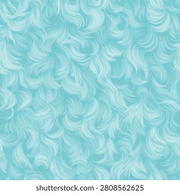 A seamless repeating pattern featuring soft, wavy light blue fur texture. This abstract illustration creates a whimsical, fluffy background perfect for textile, fashion, or modern graphic design.