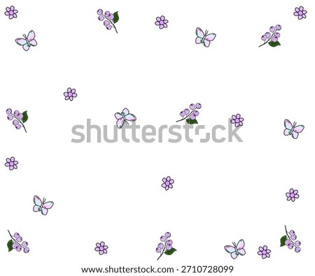 seamless repeating pattern with floral and butterfly motifs