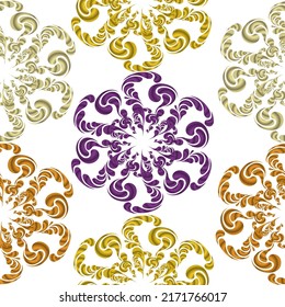 Seamless repeating pattern with floral elements in pastel colors on cream background.  Hand drawn overlapping background, texture with decor elements, shapes. 