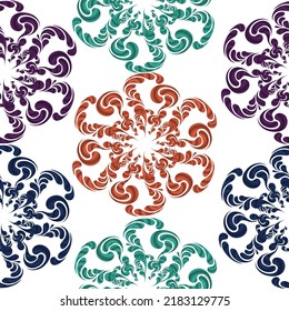 Seamless repeating pattern with floral elements in pastel colors on cream background. Abstract pattern. Floral seamless design.