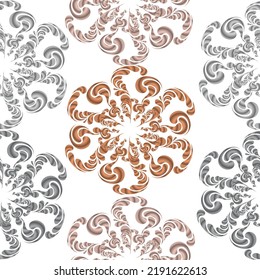 Seamless repeating pattern with floral elements in pastel colors on cream background. Decorative wallpaper, good for printing.