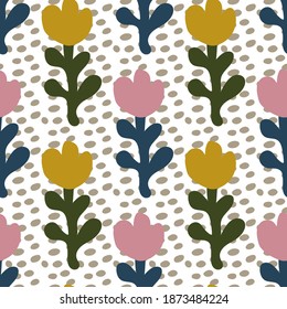 seamless repeating pattern with flowers, vector illustration