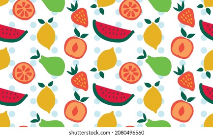 seamless repeating pattern with fruits. vector illustration