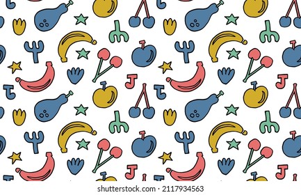 seamless repeating pattern with fruits. vector illustration