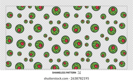 Seamless repeating pattern of green and red virus or bacteria cells on transparent background - Powered by Shutterstock - Get 15% off with code: PIKWIZARD15