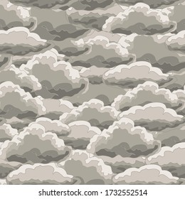 Seamless repeating pattern of grey clouds
