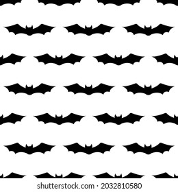 Seamless repeating pattern with Halloween symbols. Design of silhouettes for the holiday Halloween. for postcard, fabric, banner, template, wrapping paper. Vector flat illustration