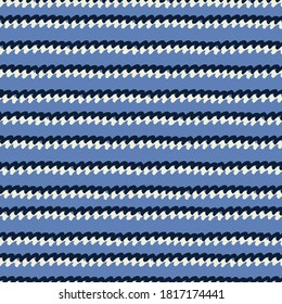 Seamless repeating pattern with hand drawn wavy double lines on blue background for surface design and other design projects