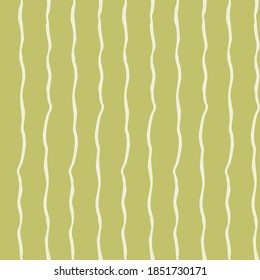 Seamless repeating pattern with hand drawn wavy stripes on mustard-colored vector background for surface design and other design projects