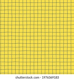 Seamless repeating pattern with hand drawn grid. Yellow mini-checks background for wrapping paper, surface design and other design projects