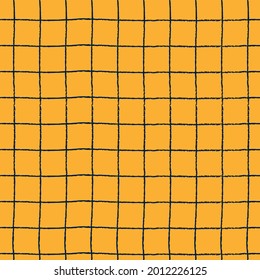 Seamless repeating pattern with hand drawn gridline on yellow background for wrapping paper, surface design and other design projects