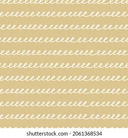 Seamless repeating pattern with hand drawn wavy spiral lines, handwriting imitation, on beige background