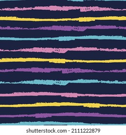 Seamless repeating pattern with hand drawn multicolored uneven stripes with ragged edges for surface design and other design projects