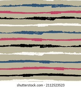 Seamless repeating pattern with hand drawn multicolored uneven stripes with ragged edges for surface design and other design projects