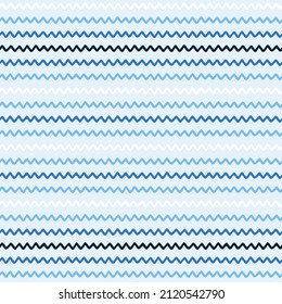 Seamless repeating pattern with hand drawn wavy lines on ligth blue background for surface design and other design projects