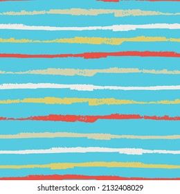 Seamless repeating pattern with hand drawn multicolored uneven stripes with ragged edges for surface design and other design projects