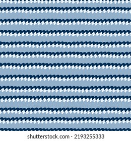 Seamless repeating pattern with hand drawn wavy double lines on blue background for surface design and other design projects