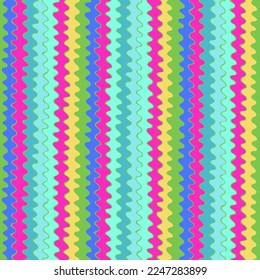 Seamless repeating pattern with hand drawn futuristic abstract bright curved and rounded wave Y2K bug style, for surface design and other design projects