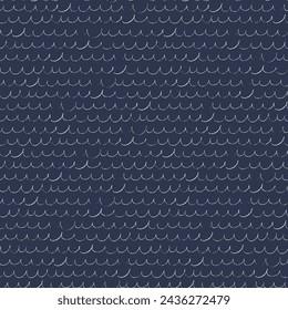 Seamless repeating pattern with hand drawn wavy lines on blue background for surface design and other design projects