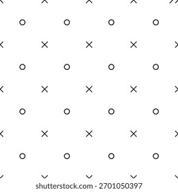 Um padrão repetitivo sem costura de tiques desenhados à mão dedão do dedo xs e so em um fundo branco limpo, criando um motivo de jogo lúdico e nostálgico