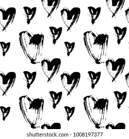 Seamless repeating pattern with handwritten hearts on Valentine's Day. Pattern for textiles, poster, wrapping paper