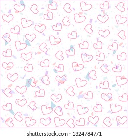 Seamless repeating pattern hearts with colorful dots. Trendy and stylish composite stone texture, wallpaper, web background, fabric design. Vector Illustration.