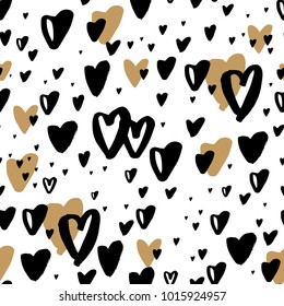 Seamless repeating pattern with hearts on Valentine's Day. The creative hand drawn background for your design. Pattern for textiles, romantic wrapping papers etc