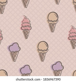 seamless repeating pattern of ice cream cones