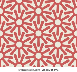 Seamless repeating pattern with interlocking red circles on a white background. Abstract geometric design in an elegant, modern style. Vector illustration. - Powered by Shutterstock - Get 15% off with code: PIKWIZARD15