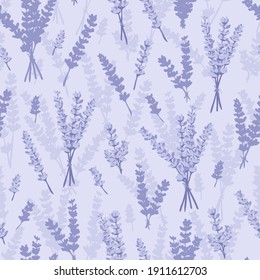 Seamless repeating pattern of lavender on light violet background