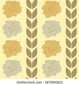 patrón de repetición sin fisuras con hojas y rosas. ilustración vectorial